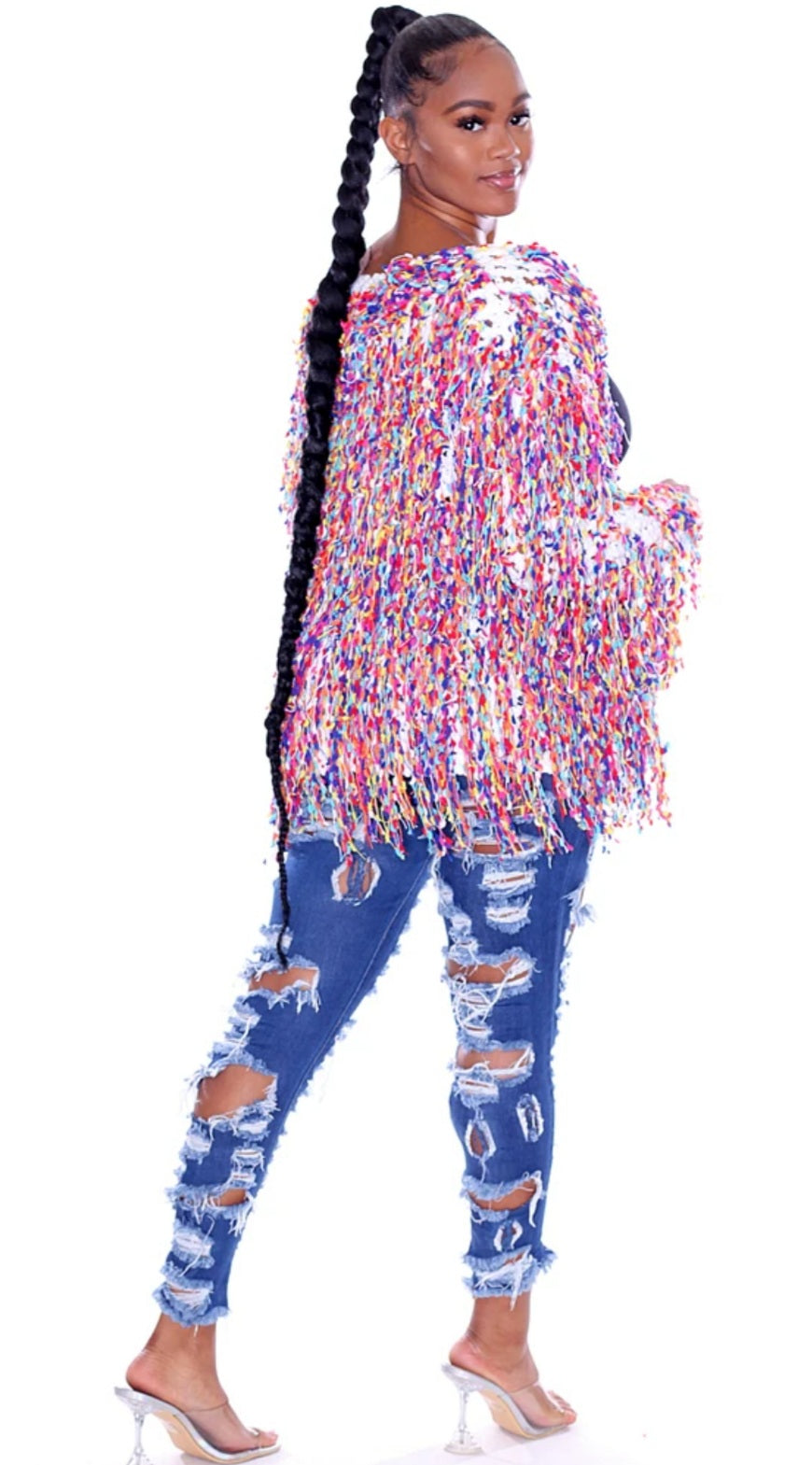 Rainbow Shaggy Jacket Fringe Shaggy Sweater Shop Shaggy Rainbow